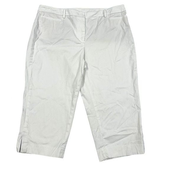 Talbots Women's White "Perfect Skimmer" Pants Size 14P Capris Culottes Ankle - Picture 1 of 7